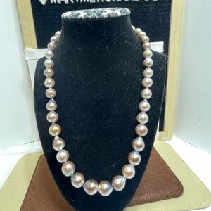 Elegant Pearl Necklace Baroque 9.3 mm to 13 mm